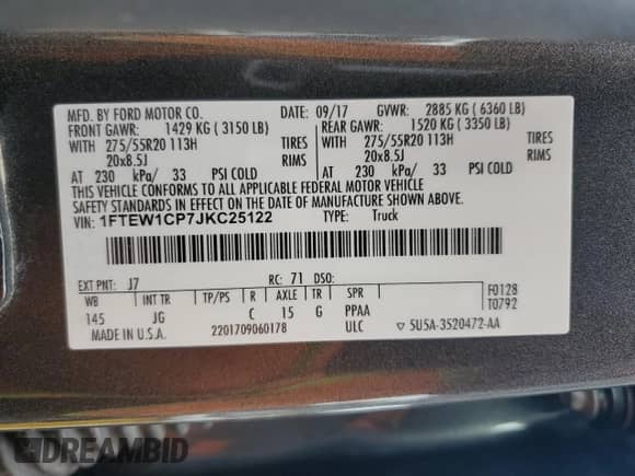 2018 Ford F-150 XL z VIN 1FTEW1CP7JKC25122, wystawiony jako Copart lot #86538425 z przebiegiem 118 557 mil mil oraz Szkoda całkowita • Salvage title. Historia ofert i sprzedaży dostępna na DreamBid. Obrazek 13.