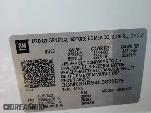 2020 Chevrolet Blazer LT с VIN 3GNKBDRS4LS631675, выставлен на аукционе Copart как лот 80297235 с пробегом 64 897 миль миль и Списание • Salvage title. История ставок и продаж доступна на DreamBid. Изображение 14.