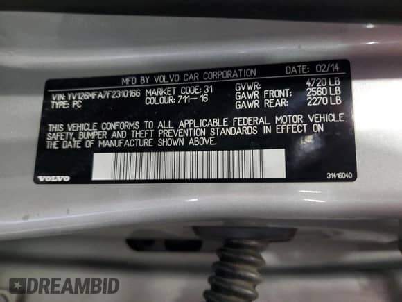 2015 Volvo S60 с VIN YV126MFA7F2310166, выставлен на аукционе Copart как лот 65397695 с пробегом 237 925 миль миль и Чистый • Clean title. История ставок и продаж доступна на DreamBid. Изображение 12.