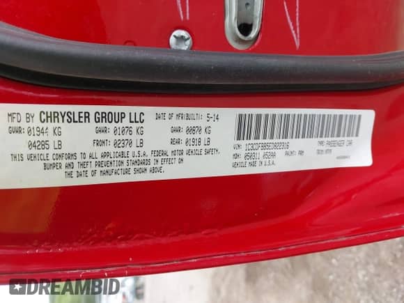 2014 Dodge Dart SXT with VIN 1C3CDFBB5ED822316, listed as a IAAI auction lot 42826366 with 167,128 mi miles and . Bid and sale history available at DreamBid. Image 9.
