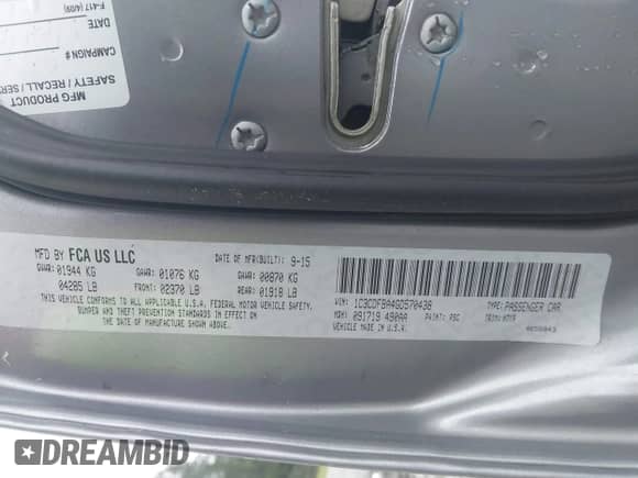 2016 Dodge Dart SXT с VIN 1C3CDFBA4GD570438, выставлен на аукционе IAAI как лот 42911245 с пробегом 152 694 миль миль и . История ставок и продаж доступна на DreamBid. Изображение 9.