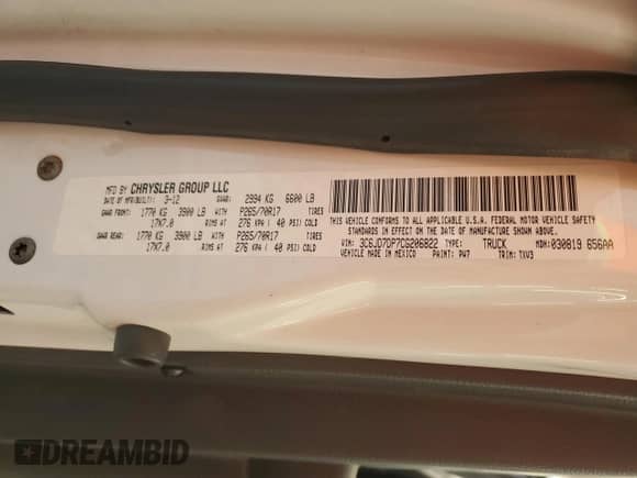 2012 Dodge RAM с VIN 3C6JD7DP7CG206822, выставлен на аукционе Copart как лот 61922895 с пробегом 164 336 миль миль и Списание • Salvage title. История ставок и продаж доступна на DreamBid. Изображение 12.