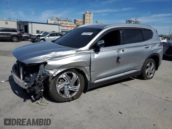 2021 Hyundai Santa Fe SEL with VIN 5NMS64AJ2MH330914, listed as a Copart auction lot 49106615 with 46,593 mi miles and Salvage title. Bid and sale history available at DreamBid. Image 1.