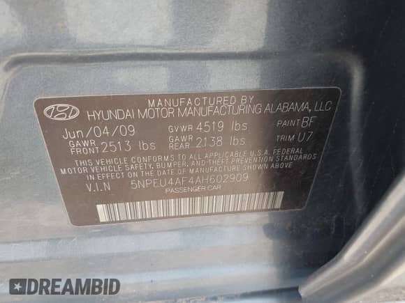2010 Hyundai Sonata Limited с VIN 5NPEU4AF4AH602909, выставлен на аукционе IAAI как лот 42908882 с пробегом 166 902 миль миль и . История ставок и продаж доступна на DreamBid. Изображение 9.