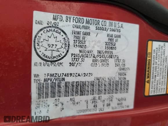 2003 Ford Explorer Eddie Bauer с VIN 1FMZU74E93ZA12427, выставлен на аукционе Copart как лот 51170225 с пробегом 279 730 миль миль и Списание • Salvage title. История ставок и продаж доступна на DreamBid. Изображение 12.