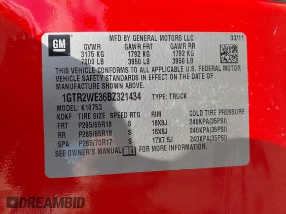 2011 GMC Sierra 1500 SLT with VIN 1GTR2WE36BZ321434, listed as a IAAI auction lot 42866440 with 107,339 mi miles and . Bid and sale history available at DreamBid. Image 9.