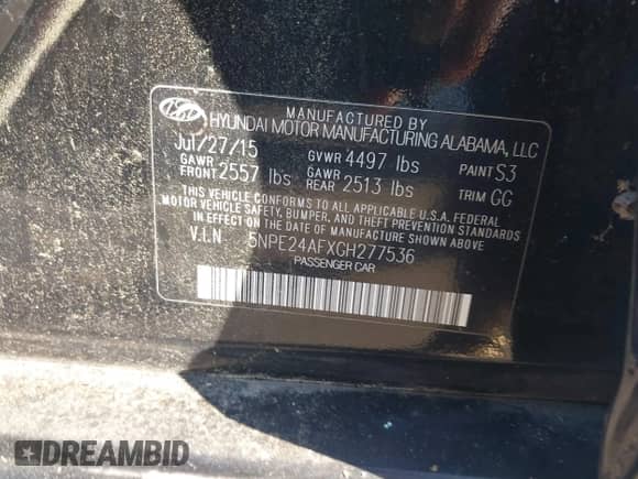 2016 Hyundai Sonata SE с VIN 5NPE24AFXGH277536, выставлен на аукционе IAAI как лот 43391571 с пробегом 276 197 миль миль и . История ставок и продаж доступна на DreamBid. Изображение 9.