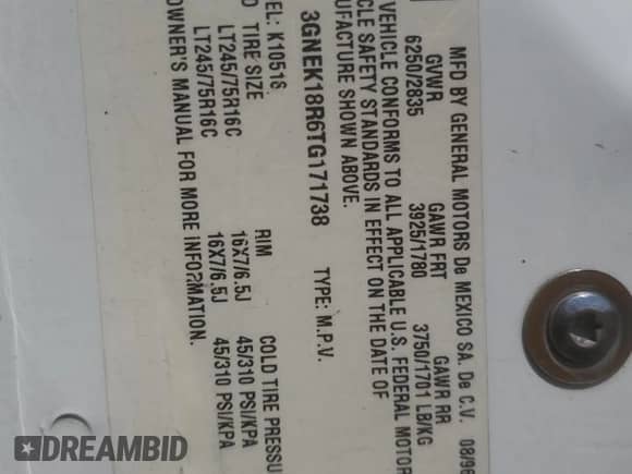 1996 Chevrolet Tahoe с VIN 3GNEK18R6TG171738, выставлен на аукционе Copart как лот 65517125 с пробегом 164 928 миль миль и Чистый • Clean title. История ставок и продаж доступна на DreamBid. Изображение 13.