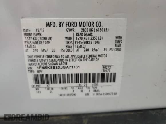 2018 Ford Explorer z VIN 1FM5K8B8XJGA71731, wystawiony jako Copart lot #85824475 z przebiegiem 75 708 mil mil oraz Szkoda całkowita • Salvage title. Historia ofert i sprzedaży dostępna na DreamBid. Obrazek 13.