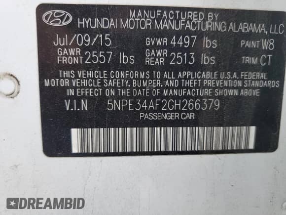 2016 Hyundai Sonata Limited с VIN 5NPE34AF2GH266379, выставлен на аукционе Copart как лот 81208795 с пробегом 200 859 миль миль и Списание • Salvage title. История ставок и продаж доступна на DreamBid. Изображение 13.