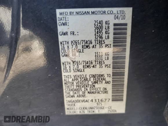 2010 Nissan Frontier Pro-4X z VIN 1N6AD0EV6AC431677, wystawiony jako Copart lot #81781165 z przebiegiem 147 473 mil mil oraz Szkoda całkowita • Salvage title. Historia ofert i sprzedaży dostępna na DreamBid. Obrazek 12.