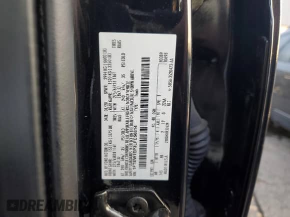 2020 Ford F-150 XL z VIN 1FTEW1EP3LFC56814, wystawiony jako Copart lot #71741445 z przebiegiem 29 315 mil mil oraz Nie do naprawy • Non repairable. Historia ofert i sprzedaży dostępna na DreamBid. Obrazek 12.