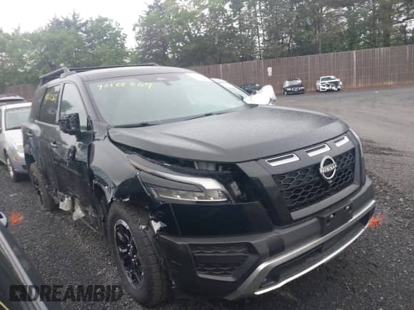 2024 Nissan Pathfinder Rock Creek with VIN 5N1DR3BD3RC298592, listed as a IAAI auction lot 42122869 with 27,019 mi miles and . Bid and sale history available at DreamBid. Image 1.