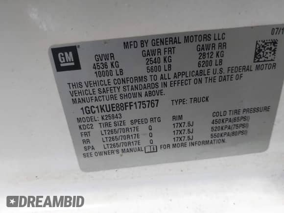 2015 Chevrolet Silverado 2500HD Work Truck с VIN 1GC1KUE88FF175767, выставлен на аукционе IAAI как лот 43463710 с пробегом 267 000 миль миль и . История ставок и продаж доступна на DreamBid. Изображение 9.