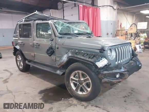 2022 Jeep Wrangler Unlimited Sahara with VIN 1C4HJXENXNW251089, listed as a IAAI auction lot 41728817 with 48,438 mi miles and . Bid and sale history available at DreamBid. Image 1.