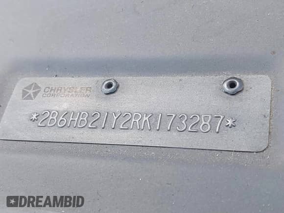 1994 Dodge Cargo с VIN 2B6HB21Y2RK173287, выставлен на аукционе IAAI как лот 42708475 с пробегом 174 386 миль миль и . История ставок и продаж доступна на DreamBid. Изображение 9.