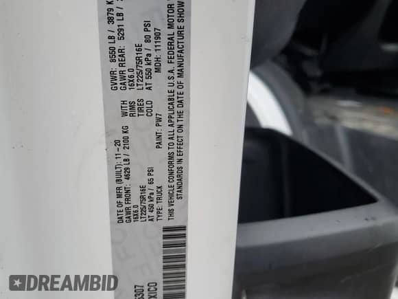 2021 Ram ProMaster Cargo with VIN 3C6LRVBG4ME515307, listed as a Copart auction lot 47648355 with 42,220 mi miles and Salvage title. Bid and sale history available at DreamBid. Image 13.