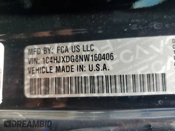 2022 Jeep Wrangler Unlimited Sport S with VIN 1C4HJXDG8NW160406, listed as a Copart auction lot 67379375 with 46,542 mi miles and Salvage title. Bid and sale history available at DreamBid. Image 12.