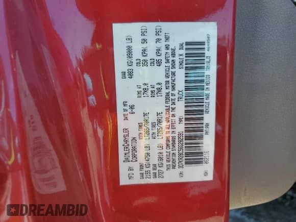 2006 Dodge 2500 ST with VIN 3D7KR28C56G282591, listed as a Copart auction lot 86656485 with 192,770 mi miles and Salvage title. Bid and sale history available at DreamBid. Image 12.