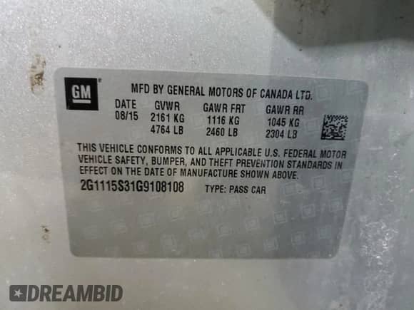 2016 Chevrolet Impala LT с VIN 2G1115S31G9108108, выставлен на аукционе Copart как лот 49205635 с пробегом 183 742 миль миль и Чистый • Clean title. История ставок и продаж доступна на DreamBid. Изображение 12.