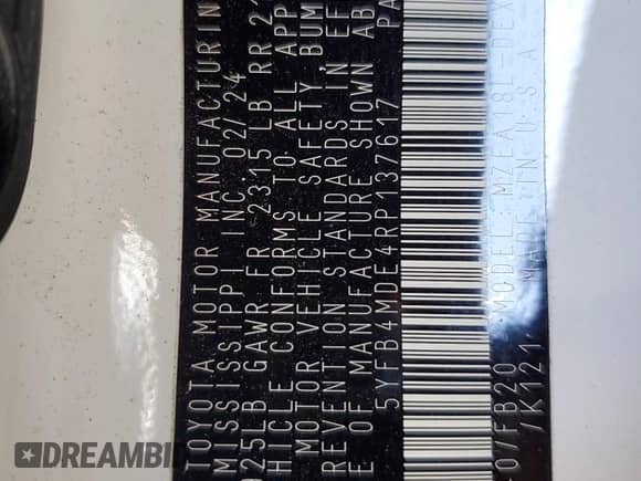 2024 Toyota Corolla LE with VIN 5YFB4MDE4RP137617, listed as a Copart auction lot 86062395 with 21,847 mi miles and Non repairable. Bid and sale history available at DreamBid. Image 13.