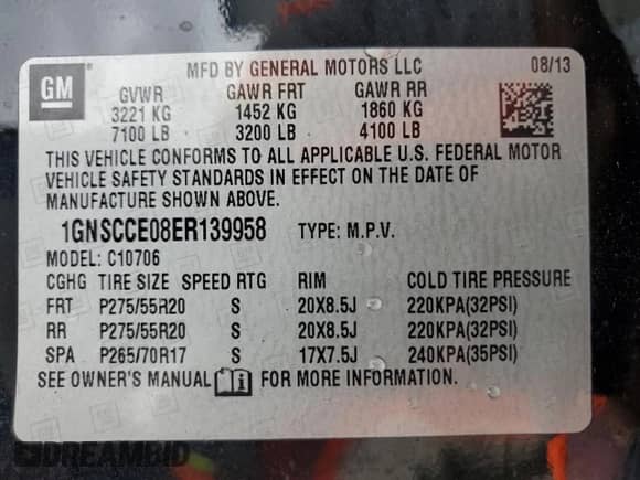 2014 Chevrolet Tahoe LTZ с VIN 1GNSCCE08ER139958, выставлен на аукционе Copart как лот 53551215 с пробегом 140 218 миль миль и Списание • Salvage title. История ставок и продаж доступна на DreamBid. Изображение 14.