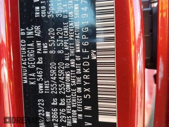 2023 Kia Sorento SX with VIN 5XYRKDLF6PG194790, listed as a Copart auction lot 71217265 with 22,278 mi miles and Salvage title. Bid and sale history available at DreamBid. Image 13.