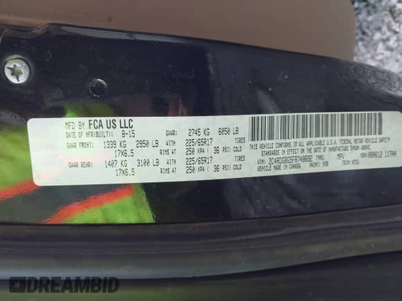 2015 Dodge Grand Caravan American Value с VIN 2C4RDGBG5FR748692, выставлен на аукционе IAAI как лот 42309690 с пробегом 129 495 миль миль и . История ставок и продаж доступна на DreamBid. Изображение 9.