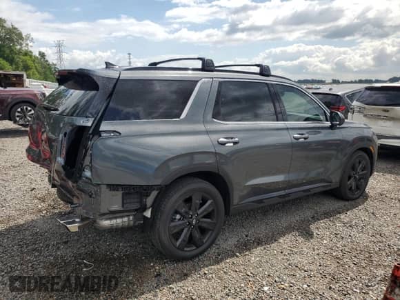 2025 Hyundai Palisade XRT with VIN KM8R3DGE9SU889993, listed as a Copart auction lot 56462255 with 580 mi miles and Salvage title. Bid and sale history available at DreamBid. Image 3.