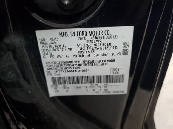 2015 Ford F-250 XLT with VIN 1FT7X2A65FED10651, listed as a Copart auction lot 67666654 with 244,275 mi miles and Clean title. Bid and sale history available at DreamBid. Image 12.