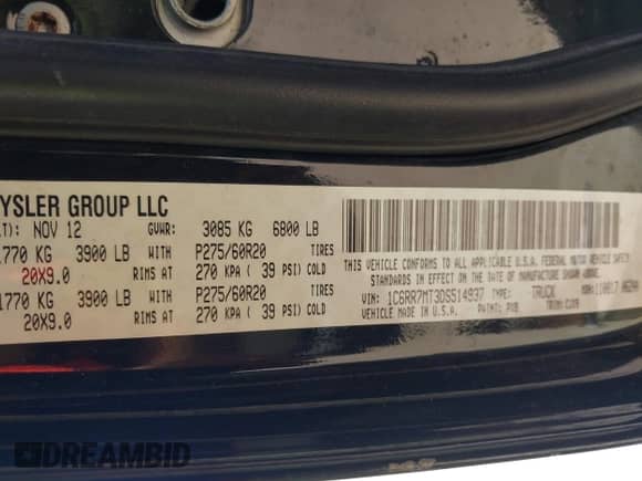 2013 Ram 1500 Sport z VIN 1C6RR7MT3DS514937, wystawiony jako IAAI lot #42628128 z przebiegiem 232 281 mil mil oraz . Historia ofert i sprzedaży dostępna na DreamBid. Obrazek 9.