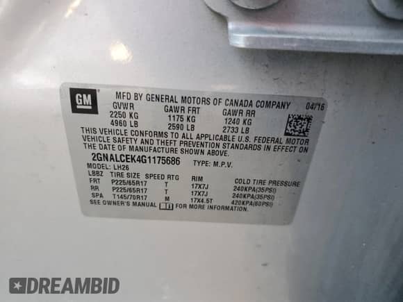 2016 Chevrolet Equinox LT z VIN 2GNALCEK4G1175686, wystawiony jako Copart lot #84711665 z przebiegiem 82 654 mil mil oraz Czysty tytuł • Clean title. Historia ofert i sprzedaży dostępna na DreamBid. Obrazek 13.
