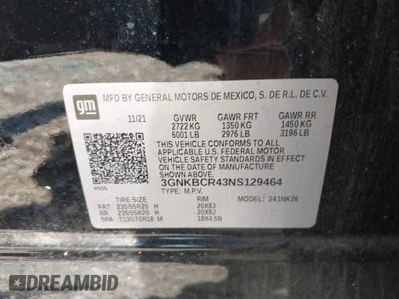 2022 Chevrolet Blazer LT с VIN 3GNKBCR43NS129464, выставлен на аукционе IAAI как лот 42920711 с пробегом 63 943 миль миль и . История ставок и продаж доступна на DreamBid. Изображение 9.