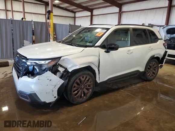 2025 Subaru Forester Special Sports z VIN JF2SLDHC7SH514455, wystawiony jako Copart lot #64605855 z przebiegiem 3 500 mil mil oraz Szkoda całkowita • Salvage title. Historia ofert i sprzedaży dostępna na DreamBid. Obrazek 1.