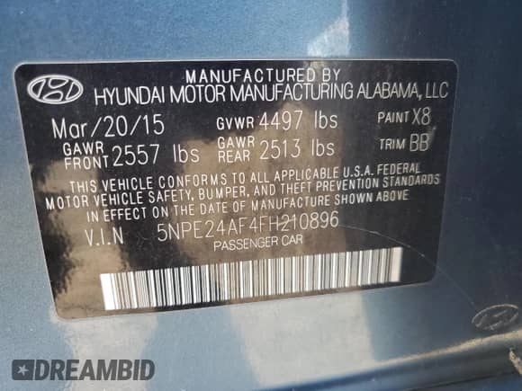 2015 Hyundai Sonata SE z VIN 5NPE24AF4FH210896, wystawiony jako Copart lot #71441175 z przebiegiem 129 290 mil mil oraz Czysty tytuł • Clean title. Historia ofert i sprzedaży dostępna na DreamBid. Obrazek 12.