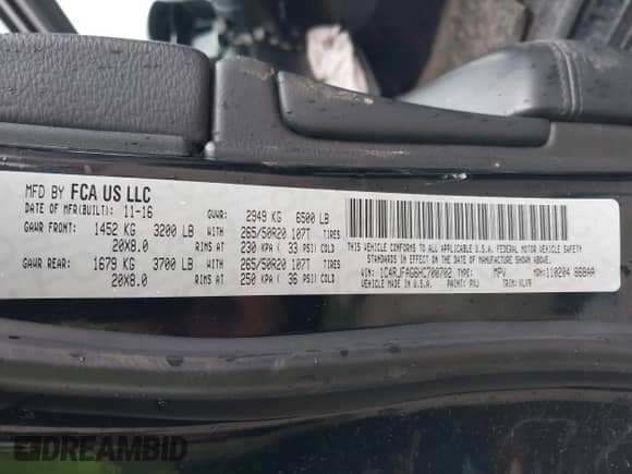 2017 Jeep Grand Cherokee Laredo z VIN 1C4RJFAG6HC700702, wystawiony jako IAAI lot #41954658 z przebiegiem 97 021 mil mil oraz . Historia ofert i sprzedaży dostępna na DreamBid. Obrazek 9.