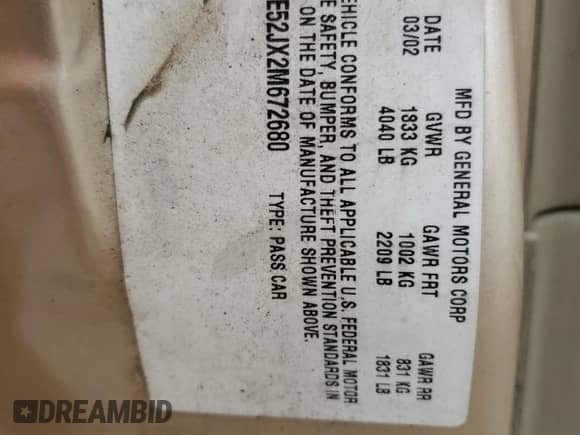 2002 Chevrolet Malibu LS с VIN 1G1NE52JX2M672680, выставлен на аукционе Copart как лот 49509025 с пробегом 194 480 миль миль и Списание • Salvage title. История ставок и продаж доступна на DreamBid. Изображение 12.