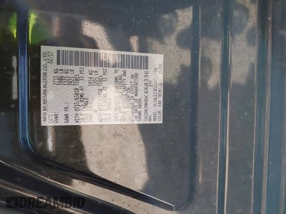 2017 Nissan Pathfinder S with VIN 5N1DR2MN8HC668336, listed as a IAAI auction lot 43417488 with 109,786 mi miles and . Bid and sale history available at DreamBid. Image 9.