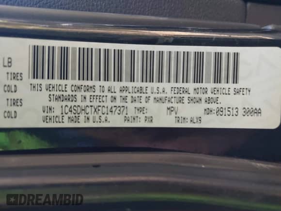 2015 Dodge Durango R/T with VIN 1C4SDHCTXFC147371, listed as a IAAI auction lot 43389347 with 172,490 mi miles and . Bid and sale history available at DreamBid. Image 9.