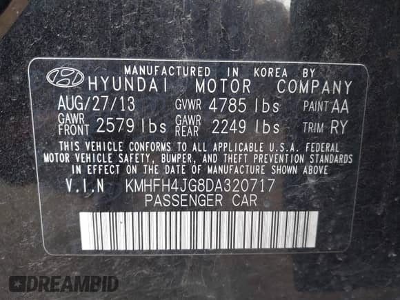 2013 Hyundai Azera с VIN KMHFH4JG8DA320717, выставлен на аукционе IAAI как лот 42942822 с пробегом 182 179 миль миль и . История ставок и продаж доступна на DreamBid. Изображение 9.