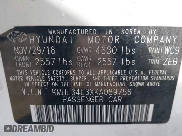 2019 Hyundai Sonata Limited с VIN KMHE34L3XKA089756, выставлен на аукционе IAAI как лот 43363886 с пробегом 69 030 миль миль и . История ставок и продаж доступна на DreamBid. Изображение 9.