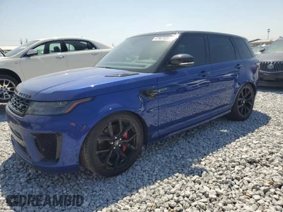 2022 Land Rover Range Rover Sport SVR with VIN SALWZ2RE0NA230710, listed as a Copart auction lot 47987935 with 3,227 mi miles and Salvage title. Bid and sale history available at DreamBid. Image 1.