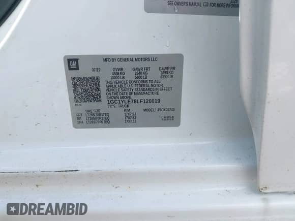 2020 Chevrolet Silverado 2500HD Work Truck z VIN 1GC1YLE78LF120019, wystawiony jako IAAI lot #42264849 z przebiegiem 61 366 mil mil oraz . Historia ofert i sprzedaży dostępna na DreamBid. Obrazek 9.