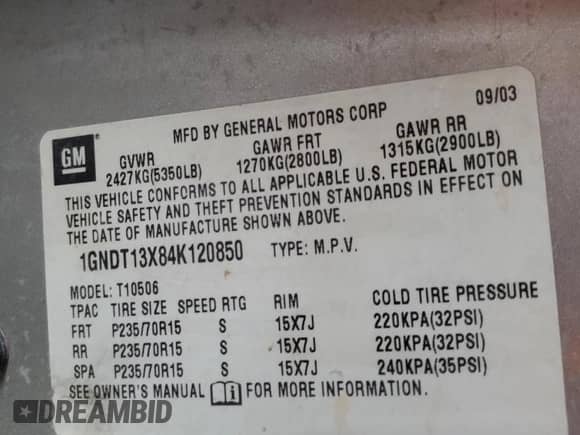 2004 Chevrolet Blazer LS z VIN 1GNDT13X84K120850, wystawiony jako Copart lot #72561234 z przebiegiem 188 094 mil mil oraz Szkoda całkowita • Salvage title. Historia ofert i sprzedaży dostępna na DreamBid. Obrazek 12.