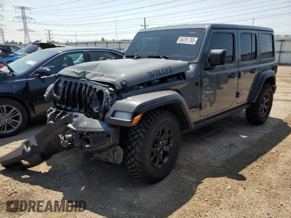 2021 Jeep Wrangler Unlimited Sport S with VIN 1C4HJXDN9MW832700, listed as a Copart auction lot 64761765 with 83,129 mi miles and Salvage title. Bid and sale history available at DreamBid. Image 1.