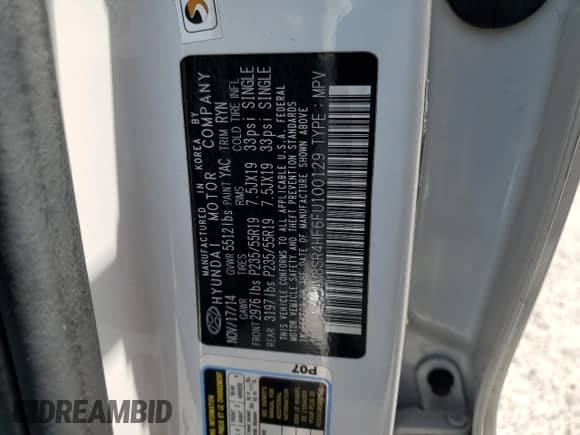 2015 Hyundai Santa Fe GLS z VIN KM8SR4HF6FU100129, wystawiony jako Copart lot #68522905 z przebiegiem 179 904 mil mil oraz Szkoda całkowita • Salvage title. Historia ofert i sprzedaży dostępna na DreamBid. Obrazek 14.