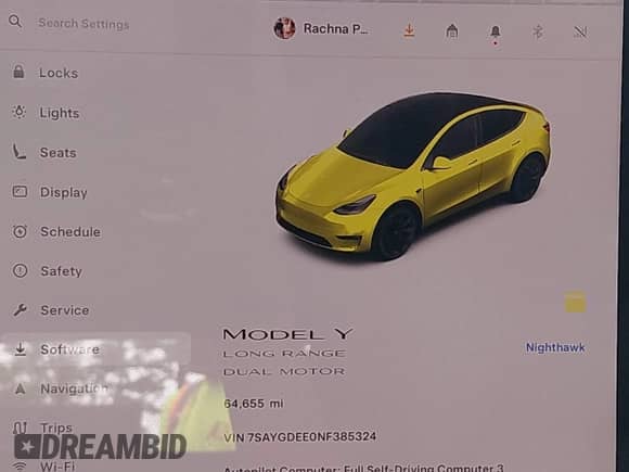 2022 Tesla Model Y Long Range z VIN 7SAYGDEE0NF385324, wystawiony jako IAAI lot #43128196 z przebiegiem 64 655 mil mil oraz . Historia ofert i sprzedaży dostępna na DreamBid. Obrazek 15.