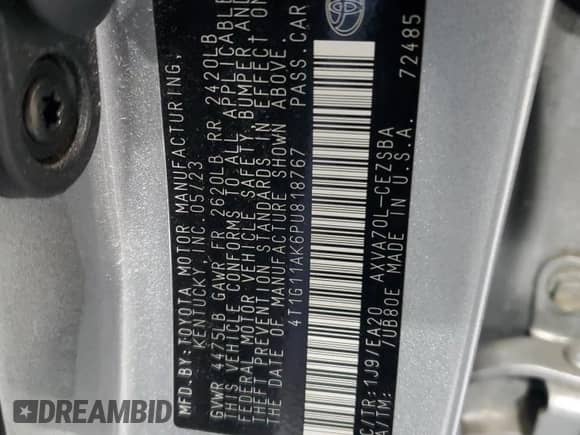 2023 Toyota Camry SE z VIN 4T1G11AK6PU818767, wystawiony jako Copart lot #86149815 z przebiegiem 45 434 mil mil oraz Czysty tytuł • Clean title. Historia ofert i sprzedaży dostępna na DreamBid. Obrazek 13.