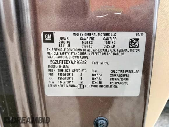 2010 Saturn Outlook XE с VIN 5GZLRTEDXAJ195342, выставлен на аукционе Copart как лот 60126565 с пробегом 185 321 миль миль и Списание • Salvage title. История ставок и продаж доступна на DreamBid. Изображение 13.