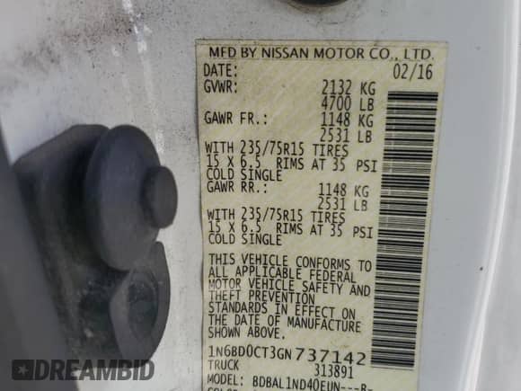 2016 Nissan Frontier S z VIN 1N6BD0CT3GN737142, wystawiony jako Copart lot #86456825 z przebiegiem 107 347 mil mil oraz Czysty tytuł • Clean title. Historia ofert i sprzedaży dostępna na DreamBid. Obrazek 12.